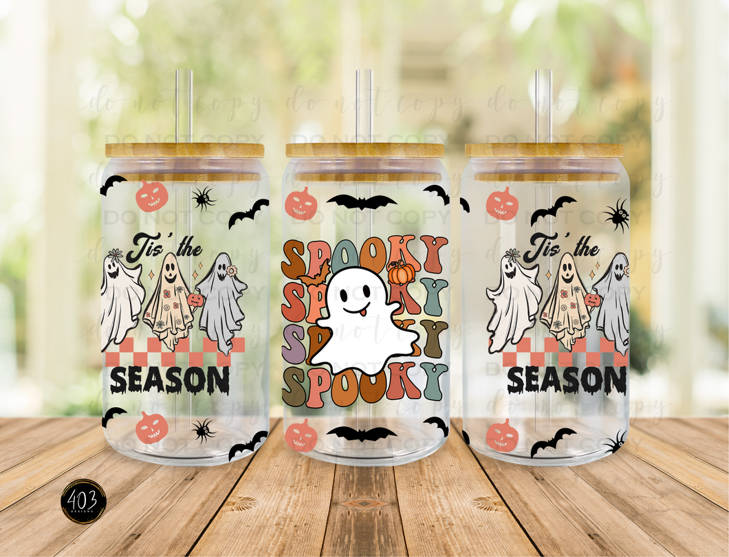 Spooky Season Ghosts Libby Glass Can UV DTF Transfer