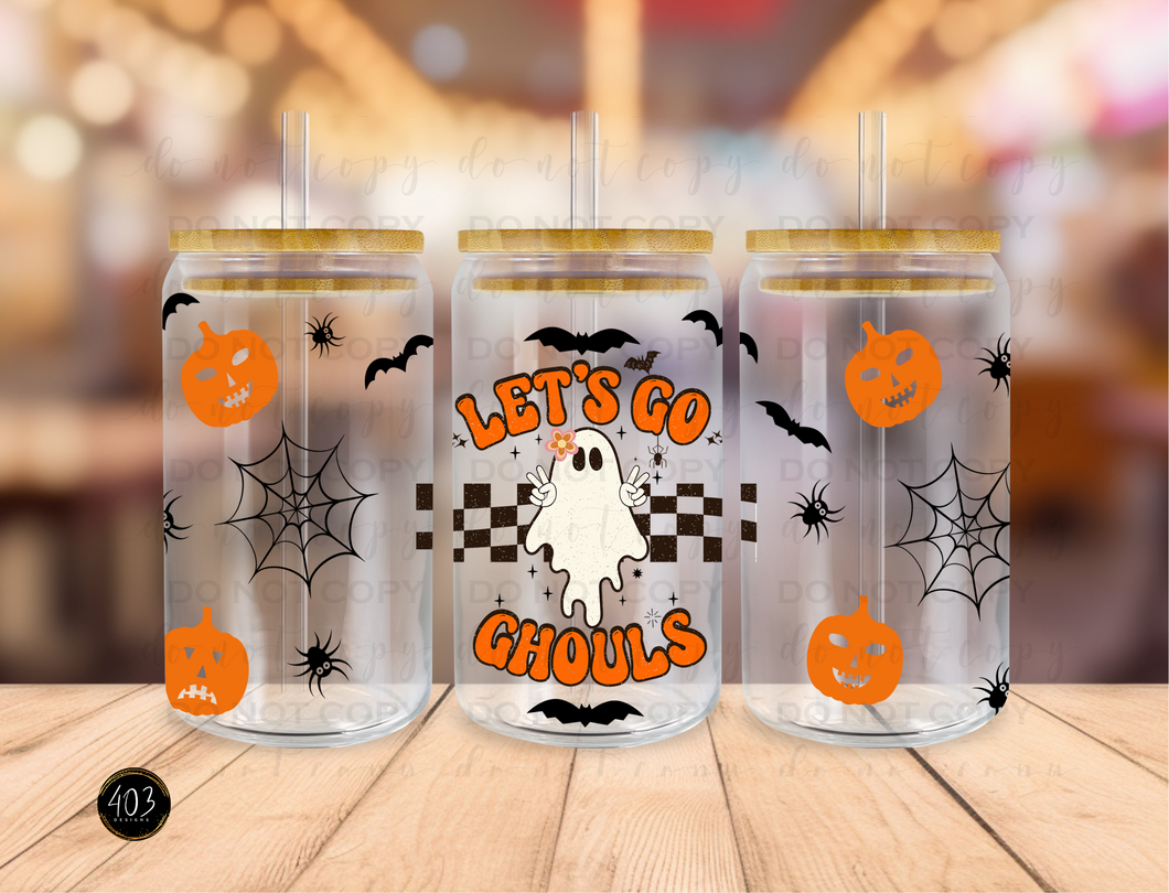 Retro Let's Go Ghouls Libby Glass Can UV DTF Transfer