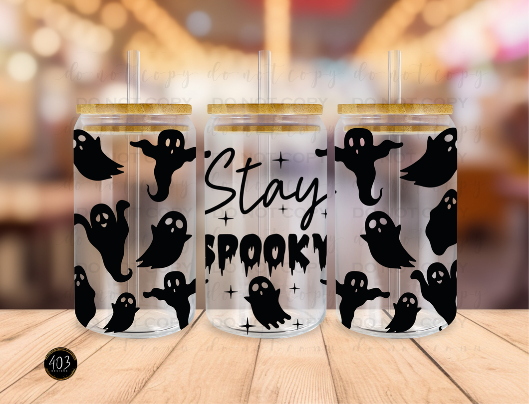 Stay Spooky Ghosts Libby Glass Can UV DTF Transfer