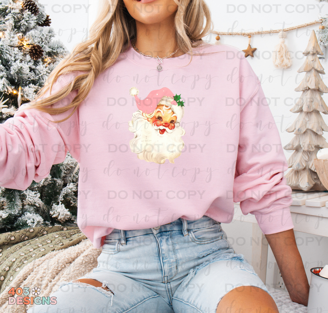 Vintage Pink Santa Completed Tee/Sweatshirt