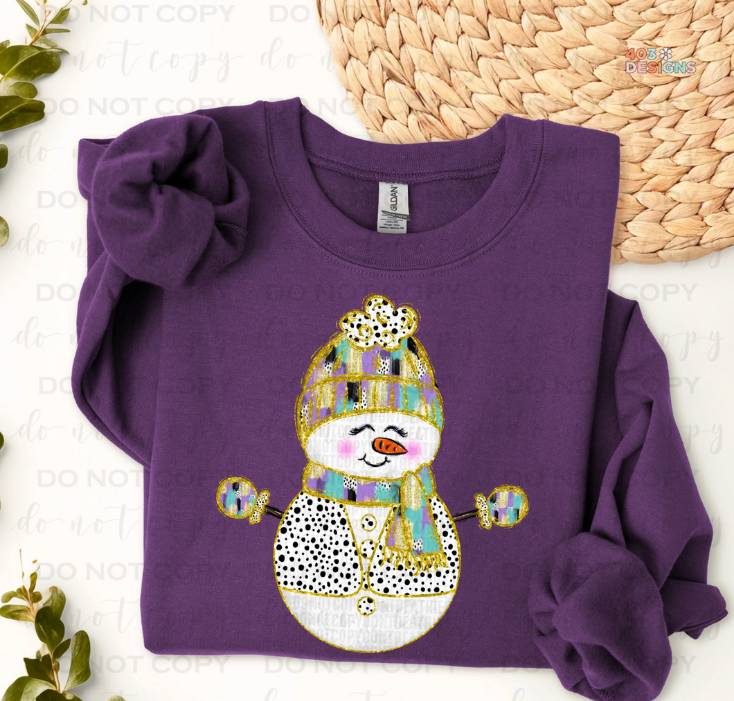 Coquette Snowman Completed Sweatshirt