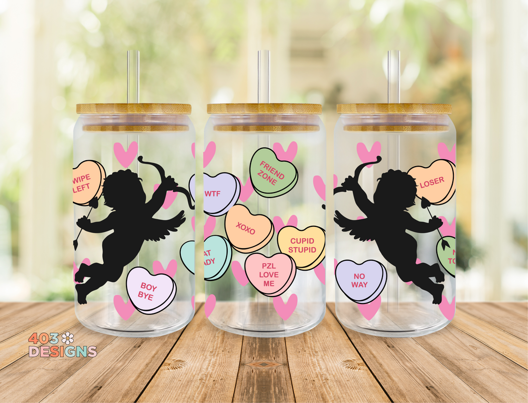 Cupid Stupid Libby Glass Can UV DTF Transfer