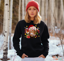 Load image into Gallery viewer, Christmas Highland Cow Crewneck Sweatshirt
