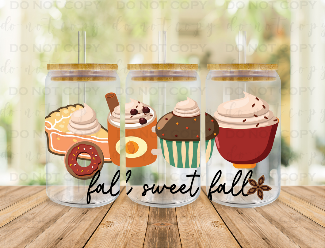 Fall Sweet Fall Libby Glass Can UV DTF Transfer