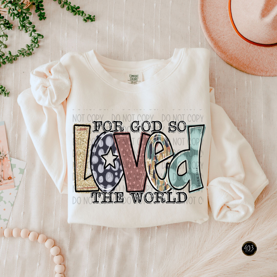 For God So Loved Fall Doodle DTF Transfer