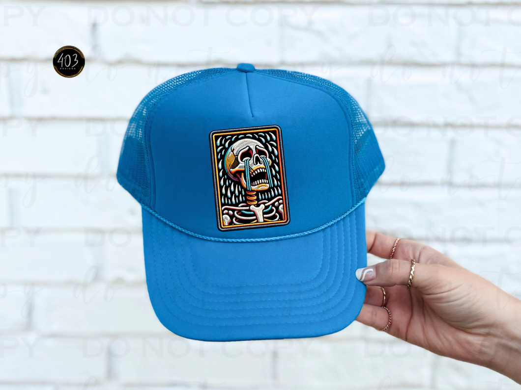 Crying Skellie Faux Embroidery DTF Transfer