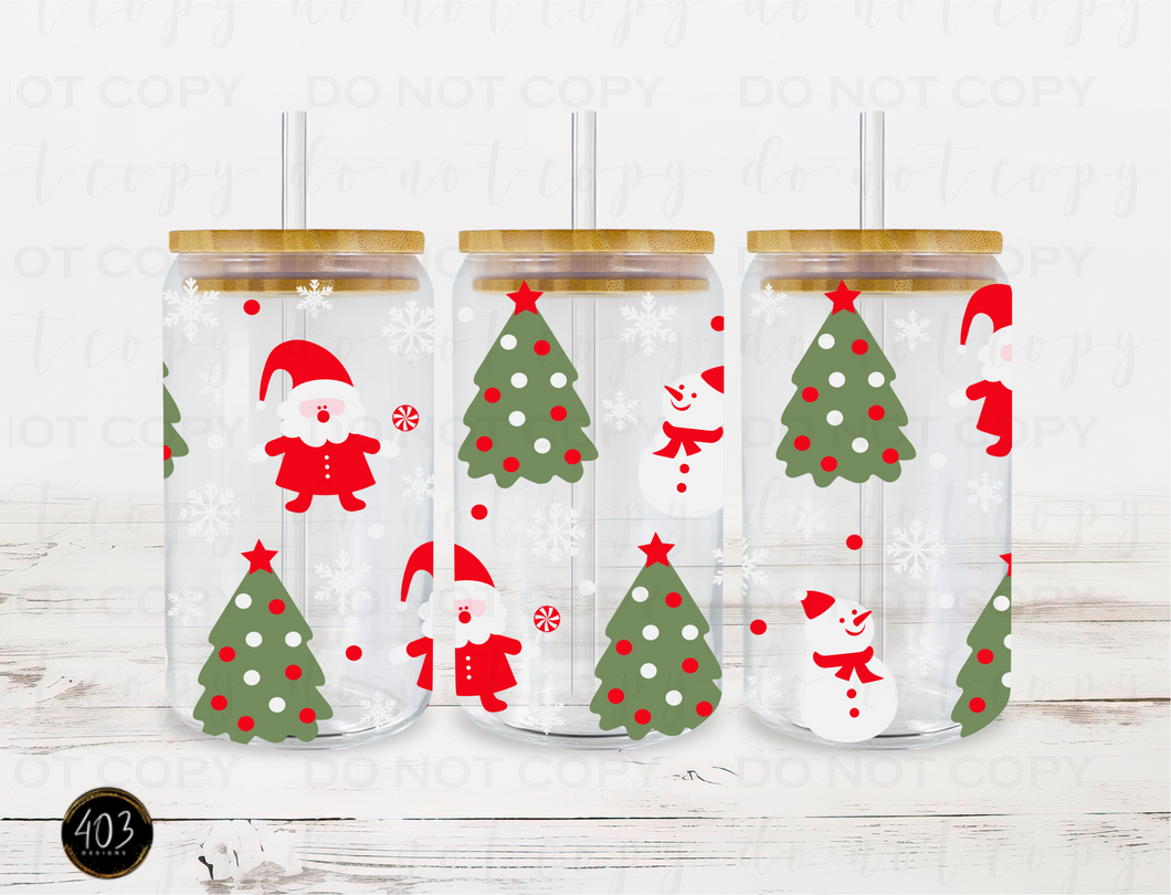 Santa Claus Libby Glass Can UV DTF Transfer