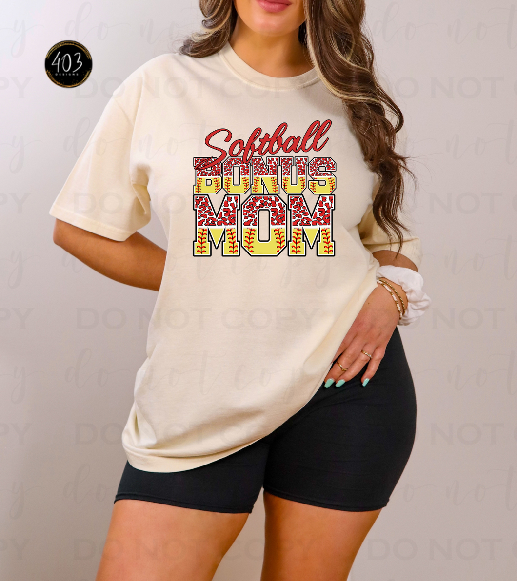 Softball Bonus Mom DTF Transfer