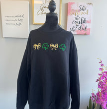 Load image into Gallery viewer, Embroidered Coquette Bows and Clover Sweatshirt
