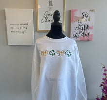 Load image into Gallery viewer, Embroidered Coquette Bows and Clover Sweatshirt
