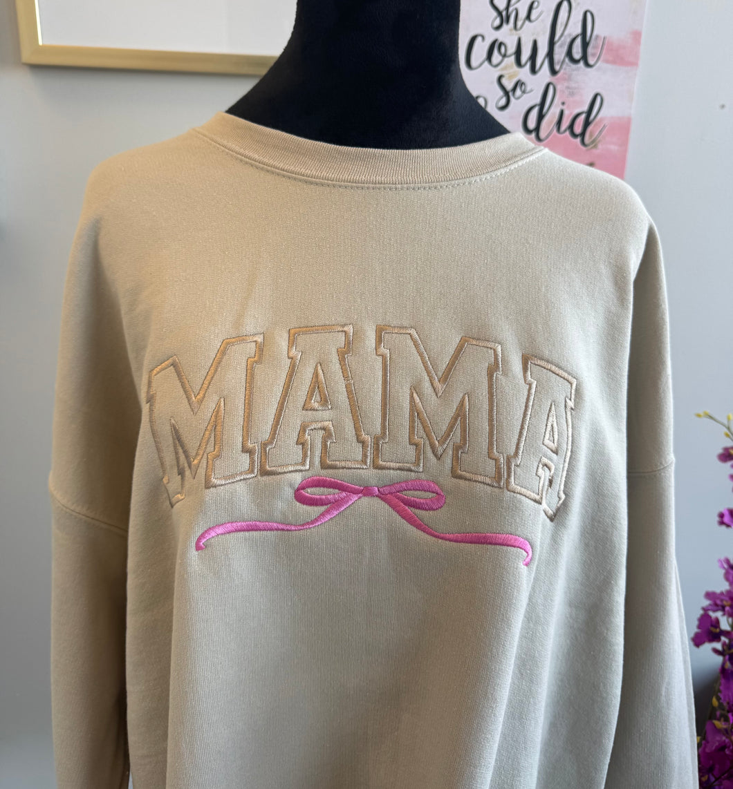 Mama Bow Embroidered Sweatshirt