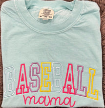 Load image into Gallery viewer, Colorful Baseball Mama Embroidered Comfort Colors T-Shirt
