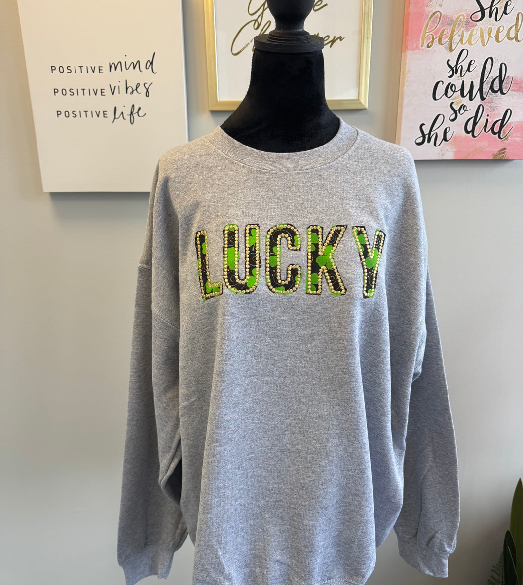 Gold Dot Lucky Applique Embroidered Sweatshirt