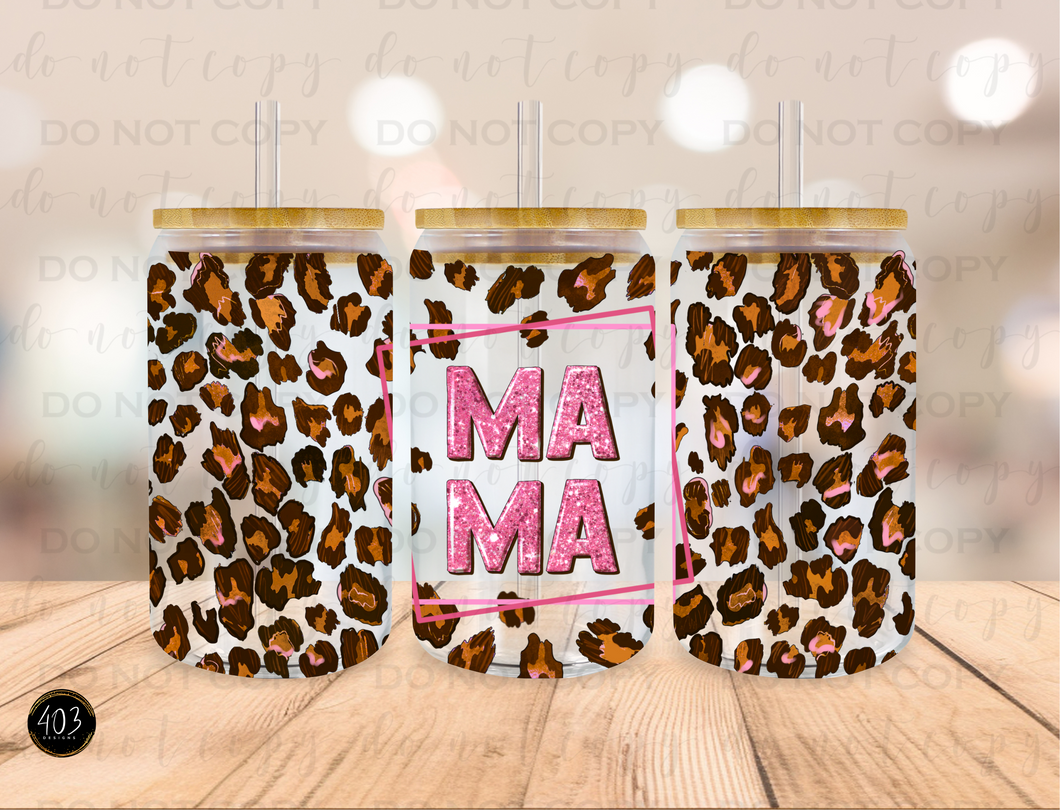 Leopard Mama Libby Glass Can UV DTF Transfer