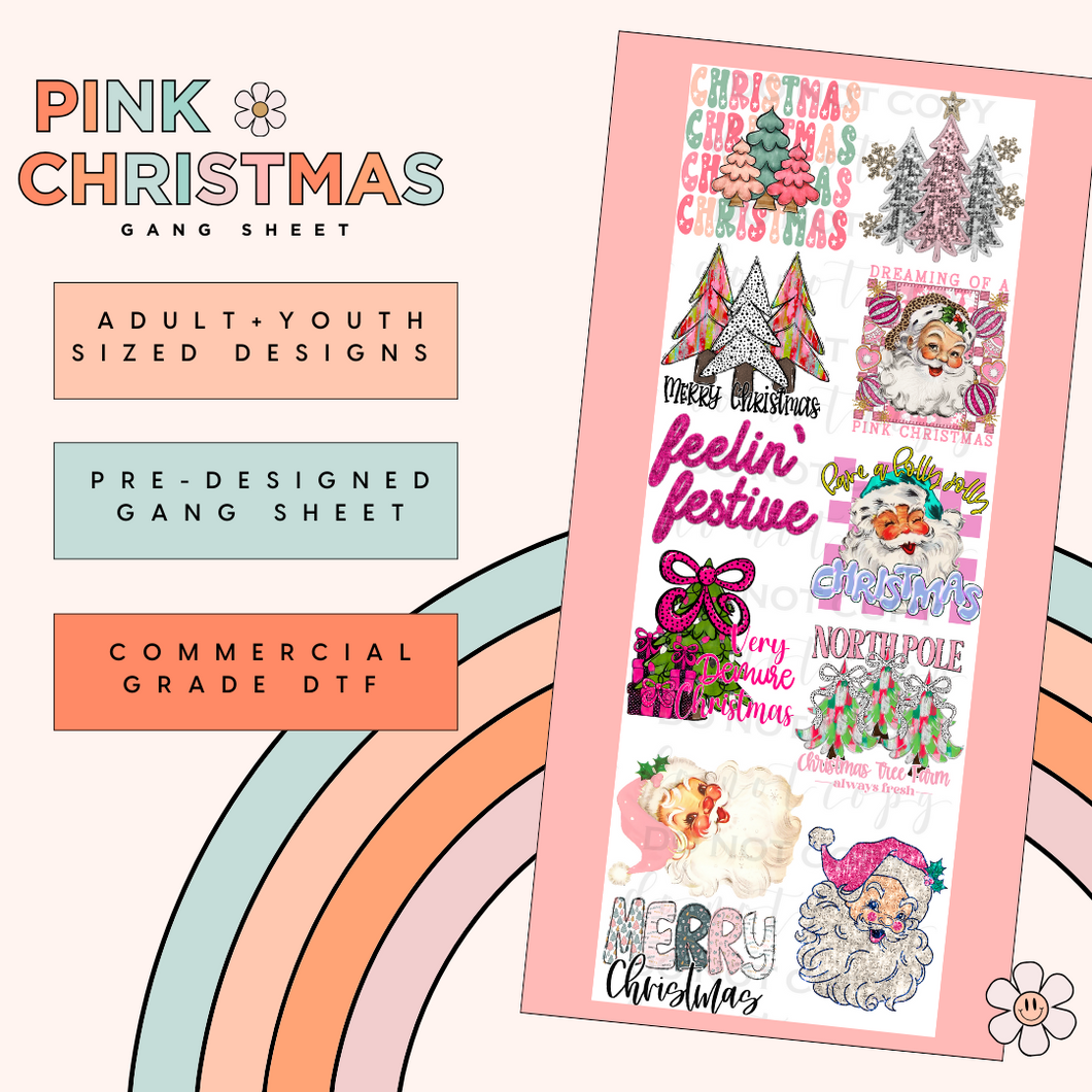 Pink Christmas Pre-Made Gang Sheet