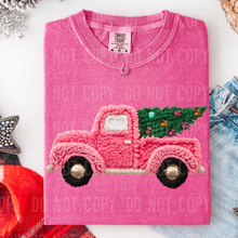Load image into Gallery viewer, Pink or Red- Christmas Truck Yarn DTF Transfer
