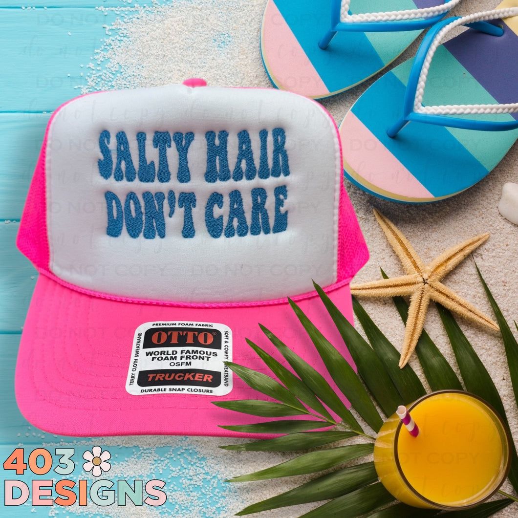 Salty Hair Don't Care Embroidered Trucker Hat