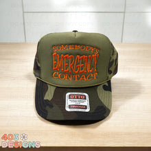 Load image into Gallery viewer, Somebody&#39;s Emergency Contact Embroidered Trucker Hat
