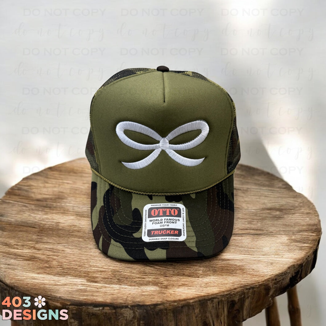 Bow Embroidered Trucker Hat