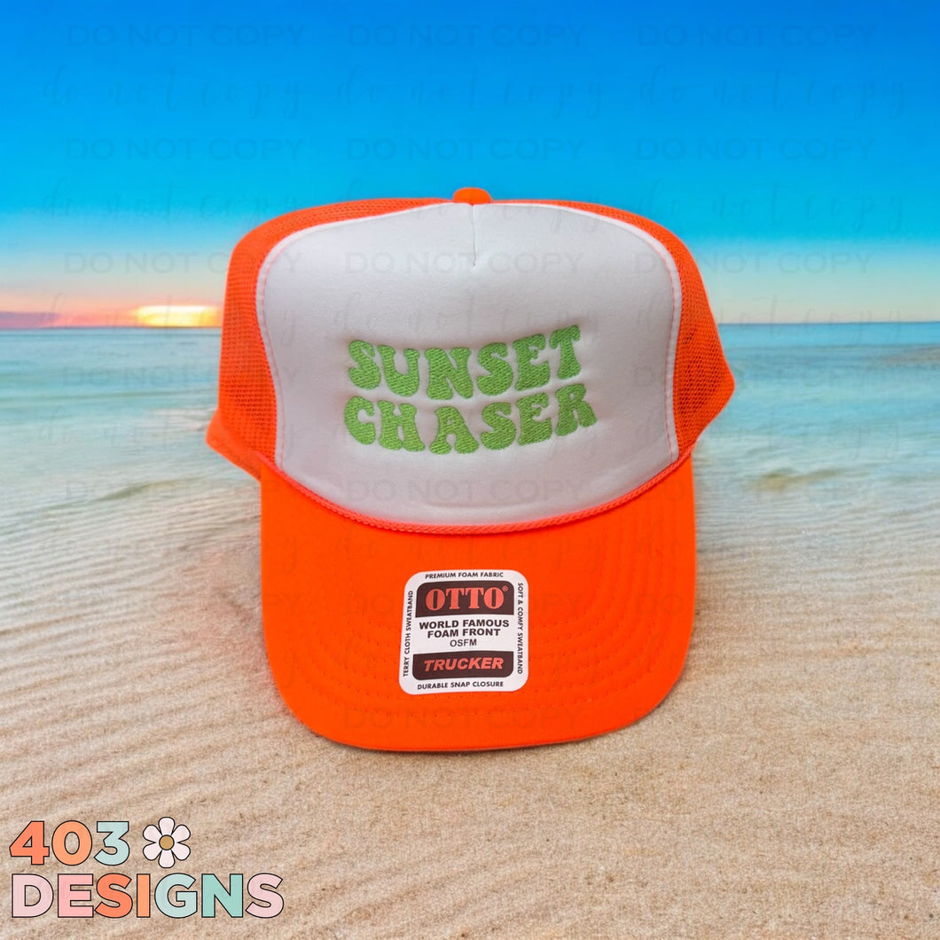 Sunset Chaser Embroidered Trucker Hat