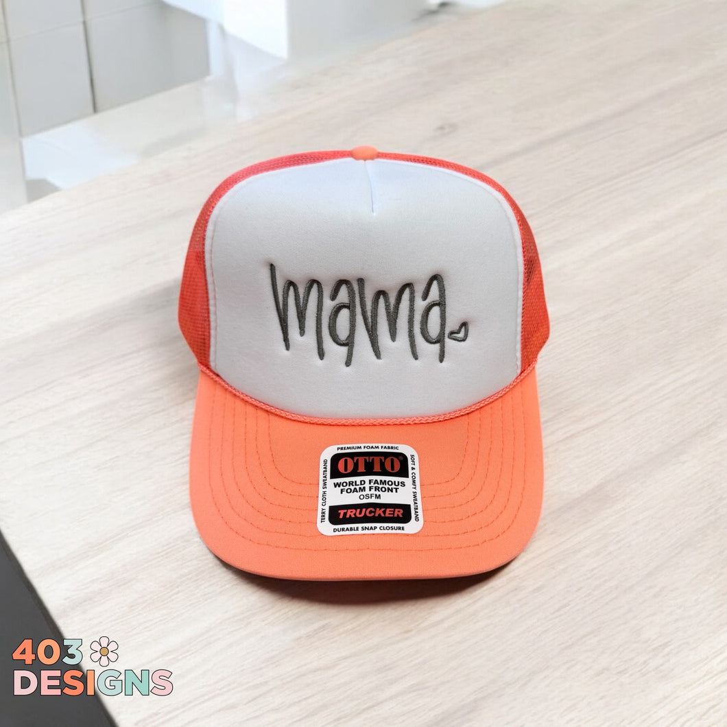 Handwritten Mama Embroidered Trucker Hat