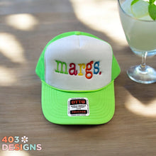 Load image into Gallery viewer, Margs. Embroidered Trucker Hat
