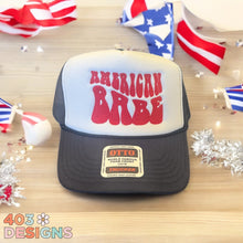 Load image into Gallery viewer, American Babe Embroidered Trucker Hat

