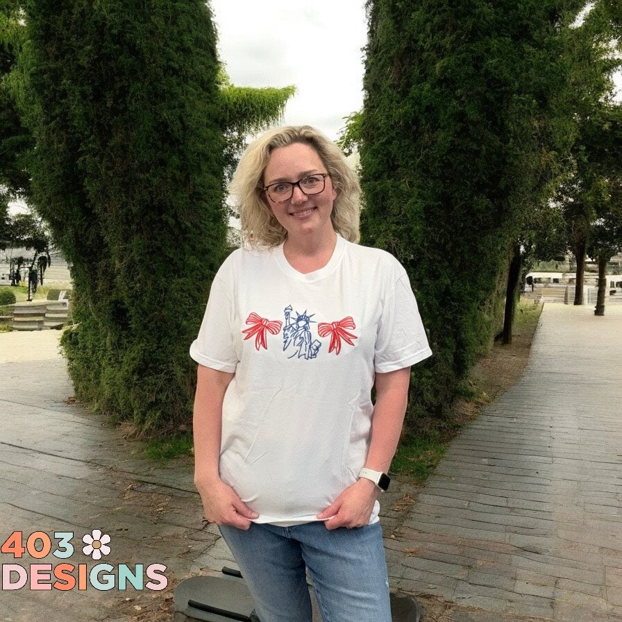 Liberty Bows- Comfort Colors Embroidered T-Shirt