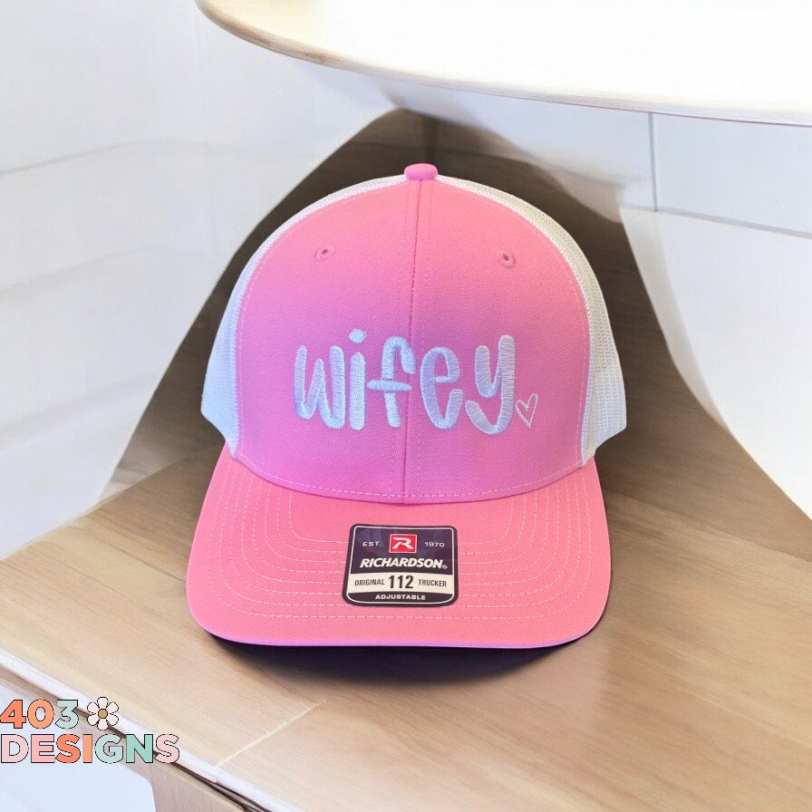 Handwritten Wifey Embroidered Richardson 112 Trucker Hat