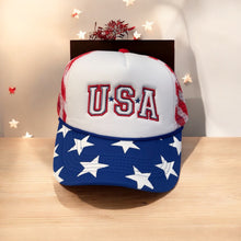 Load image into Gallery viewer, USA Embroidered  Stars &amp; Stripes Trucker Hat
