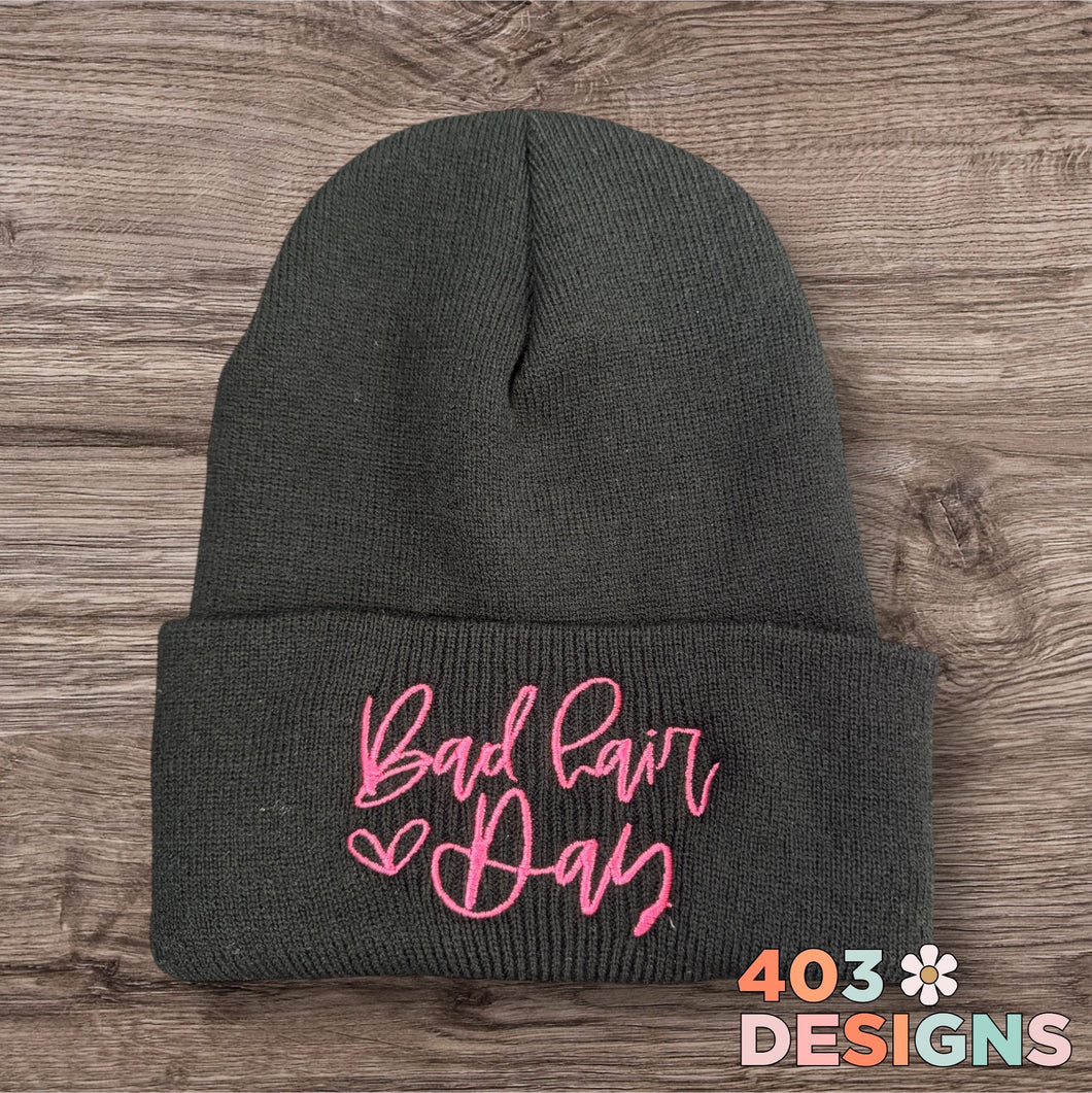 Solid cuffeed embroidered beanies
