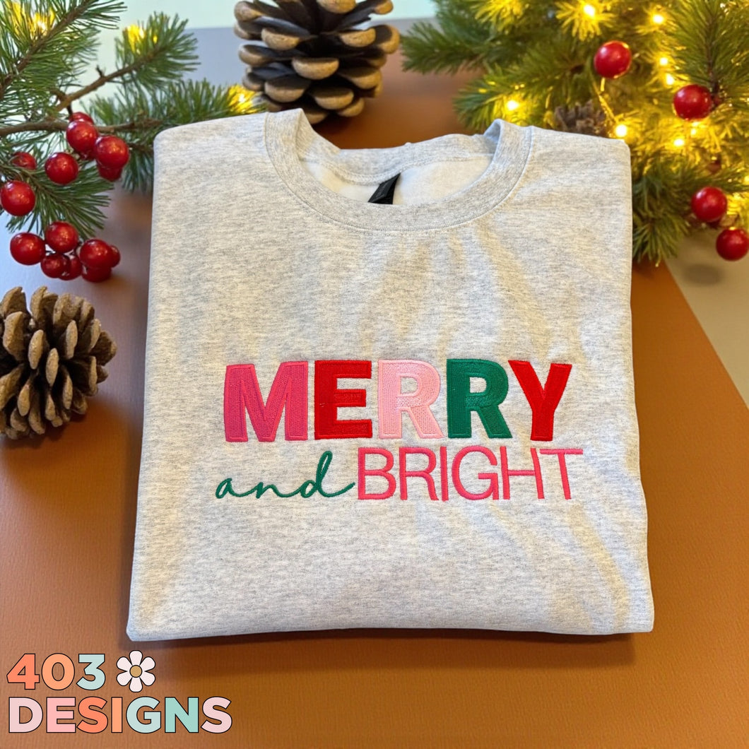 Merry And Bright Embroidered Sweatshirt