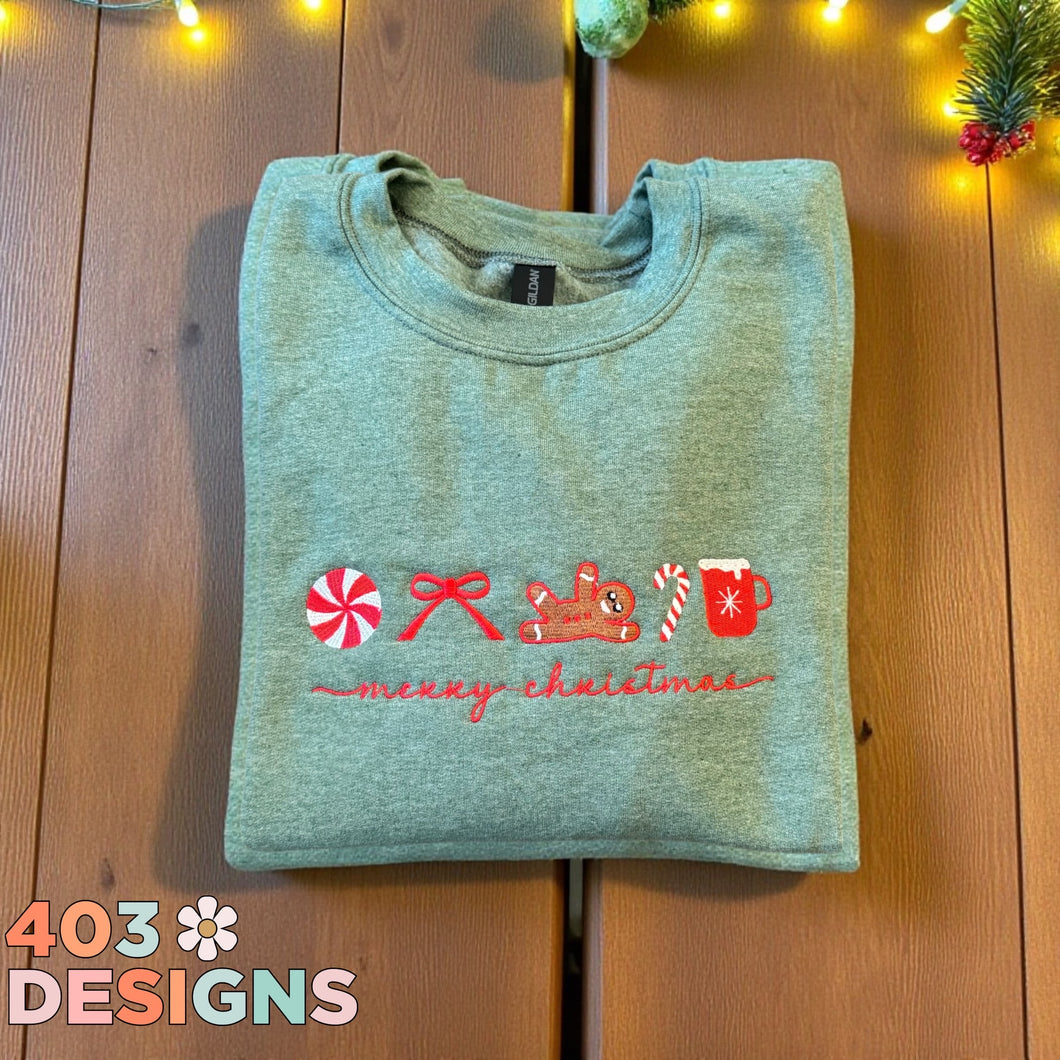 Peppermint Gingerbread Embroidered Sweatshirt