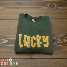 Load image into Gallery viewer, Lucky Applique w/ Sequin- Embroidered Sweatshirt
