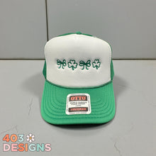 Load image into Gallery viewer, Bows &amp; Clovers- Embroidered Foam Trucker Hat
