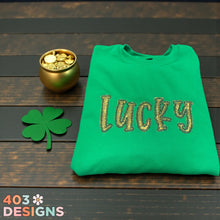 Load image into Gallery viewer, Lucky Applique w/ Sequin- Embroidered Sweatshirt
