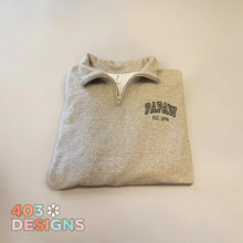 Load image into Gallery viewer, Embroidered quarter zips (choose your title)
