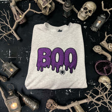 Load image into Gallery viewer, Boo Drip With Spider- Gildan Applique Embroidered Sweatshirt
