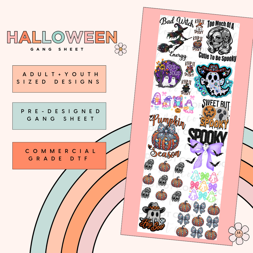 Rhinestone/Neon Halloween Pre-Made Gang Sheet