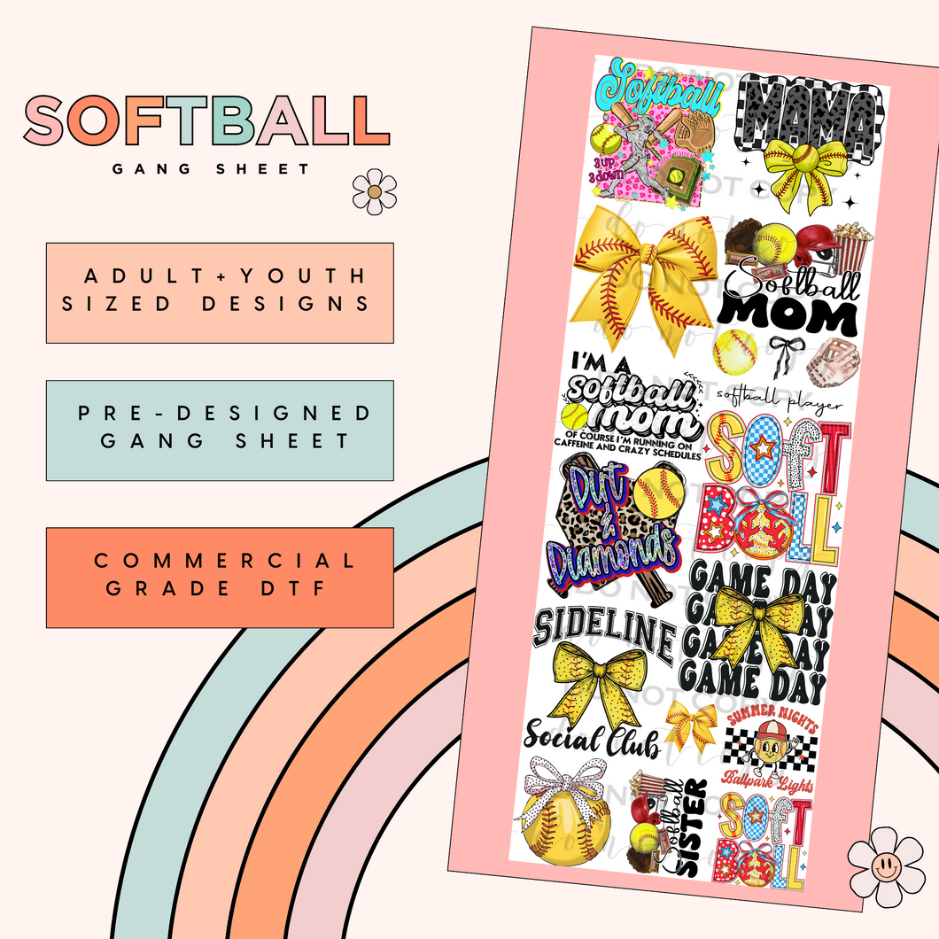 Softball Pre-Made Gang Sheet