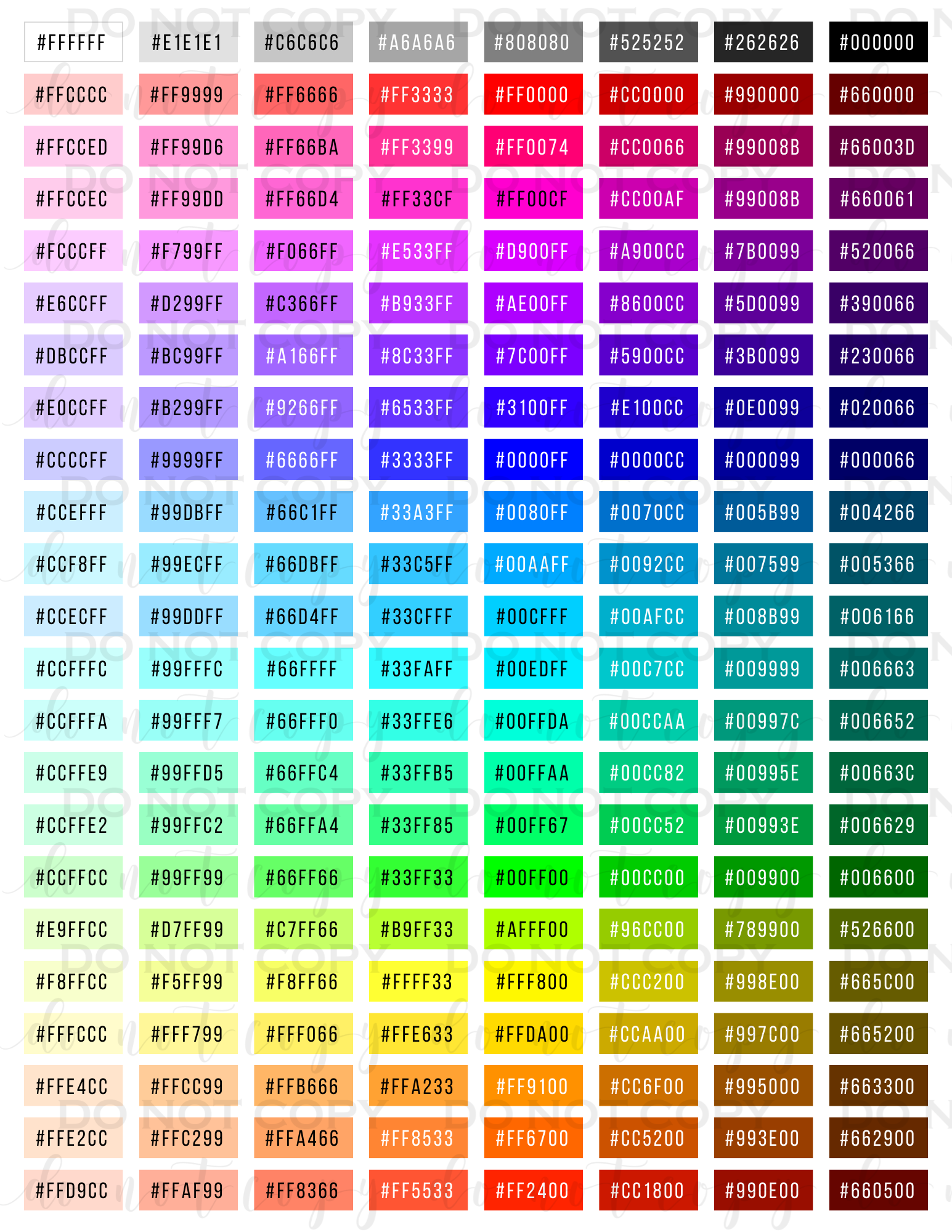Hex color chart DTF Transfer – 403Designs