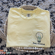 Load image into Gallery viewer, Keep Growing Embroidered Comfort Colors Pocket T-Shirt
