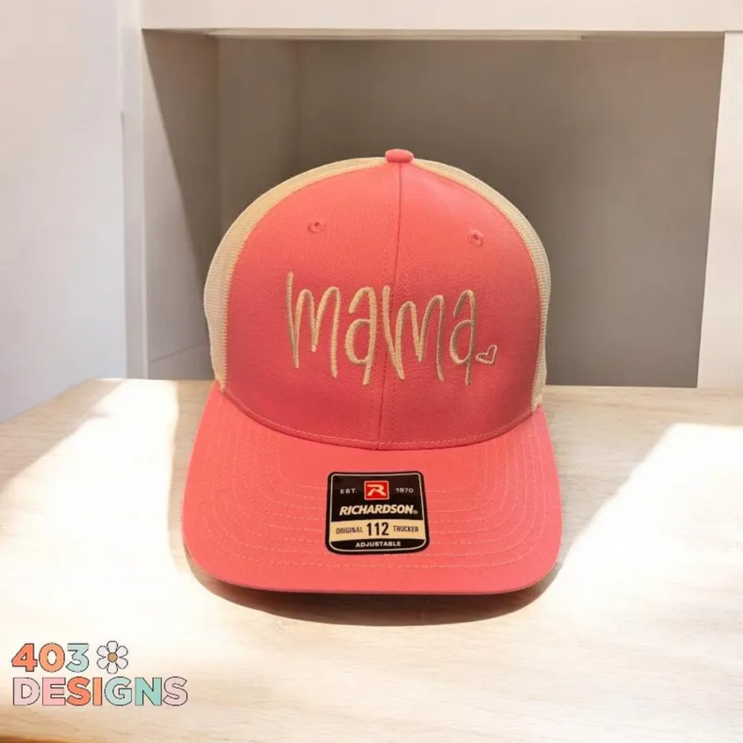 Handwritten Mama Embroidered Richardson 112 Trucker Hat