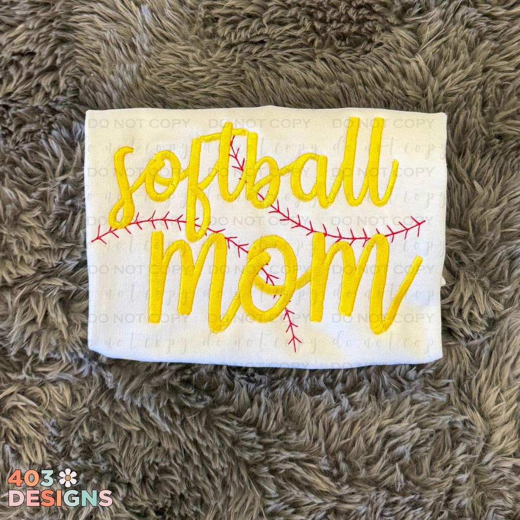 Softball Mom- Embroidered Sweatshirt