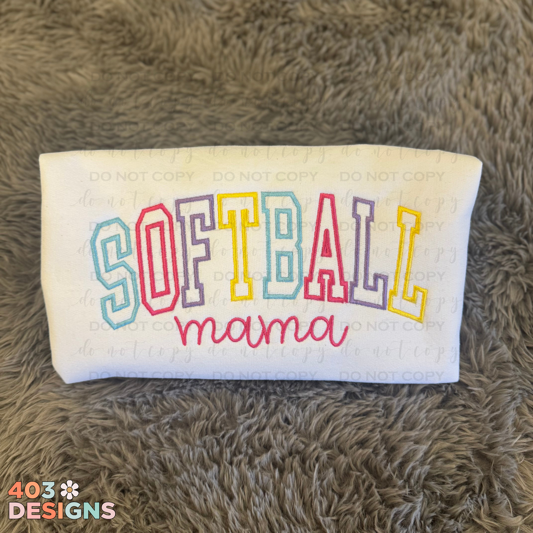 Softball Mama- Embroidered Sweatshirt