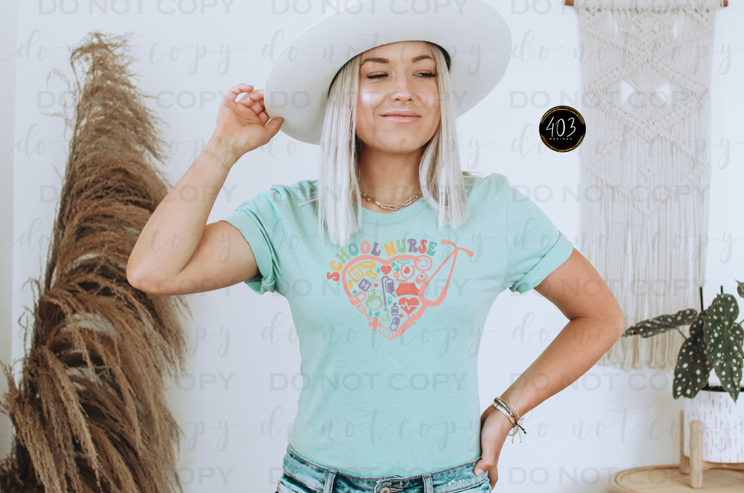 School Nurse Heart DTF Transfer