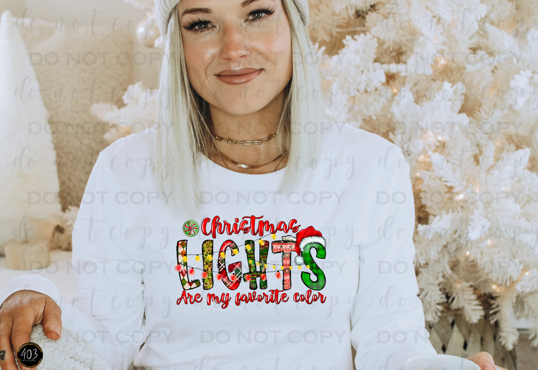 Christmas Lights Are My Favorite Color DTF Transfer