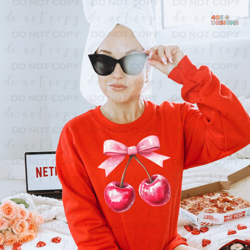 Cherries Bow Sweatshirt