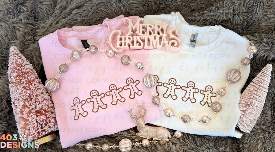 Embroidered Gingerbread Men Crew Neck Sweatshirt (retail - please read description)