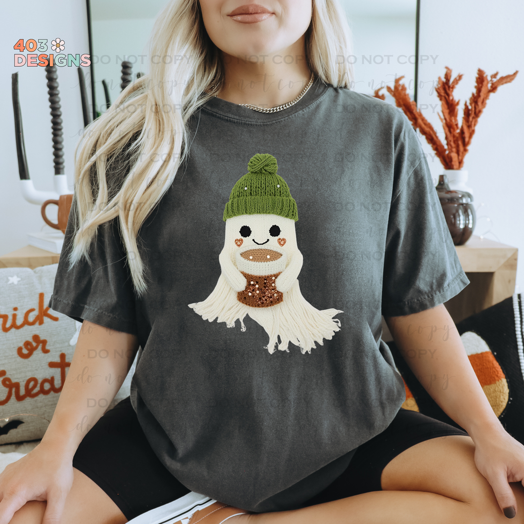 Yarn Ghost Green Beanie DTF Transfer